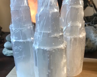 Selenite tower 4&quot; point generator cylinder pillar satin spar gypsum SME24