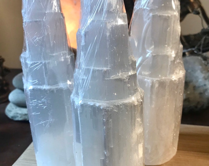 Selenite tower 4" point generator cylinder pillar satin spar gypsum