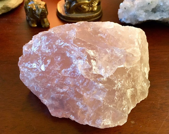 Raw Rose Quartz crystal geode healing cluster love healing