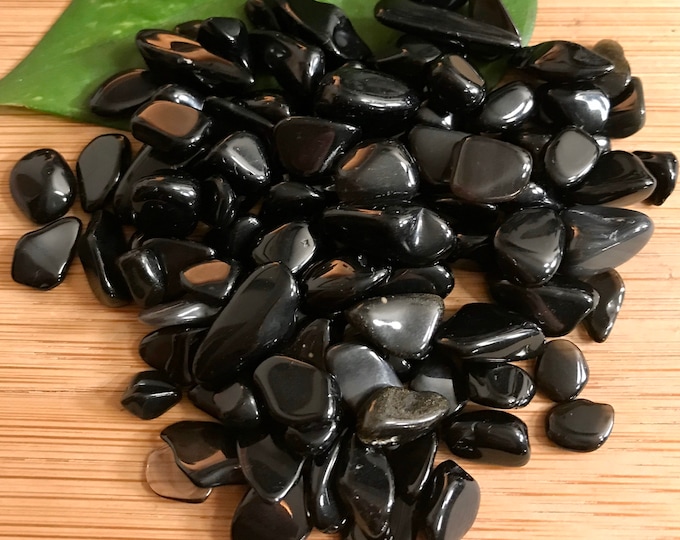 Black obsidian Tumbled Chips Gift Bag jewelry making crafts crafting roller ball