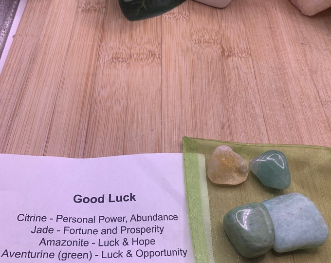 Good luck pocket crystal stone set abundance money