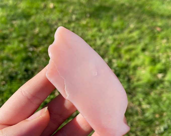 Naturally Formed Rare Pink Opal Guasha MPOF1 Flat 12