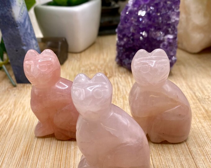 Rose Quartz Cat statue crystal