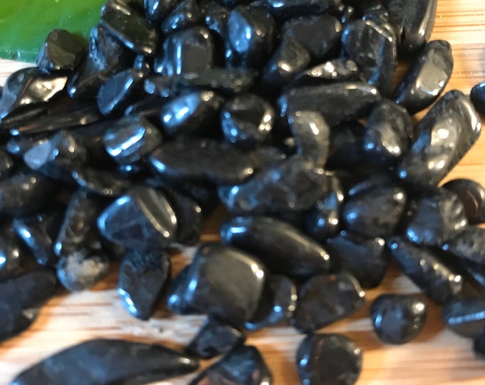Black Tourmaline Tumbled Chips Gift Bag jewelry making crafts crafting roller ball