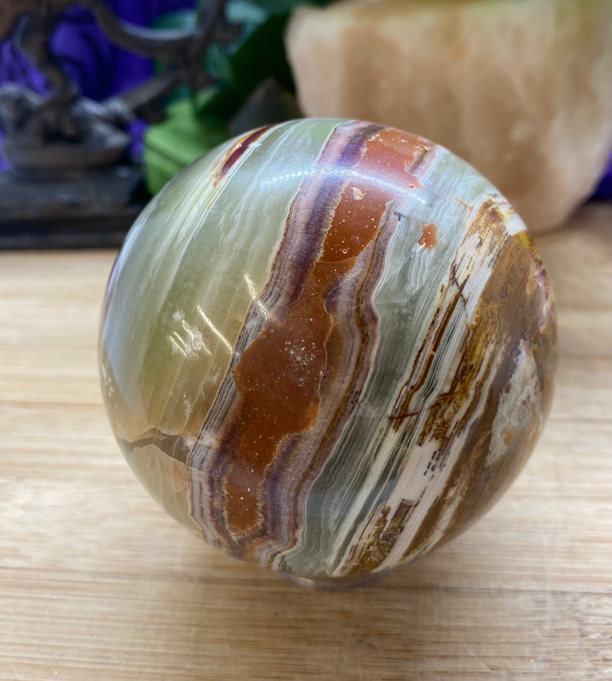 Amazing green Onyx crystal ball sphere Shelf 4