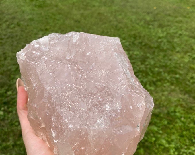 Raw Rose Quartz crystal geode healing cluster love healing