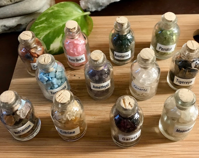 Gemstone chip bottles roller crafting craft tumbled chips