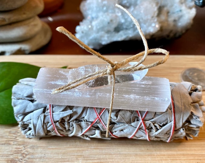 Purification bundle white sage palo Santo quartz selenite smudge blessing.