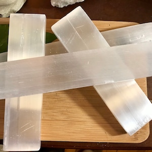 Gorgeous Selenite ruler plate stick wand log rough crysyal geode grid satin spar gypsum SME24