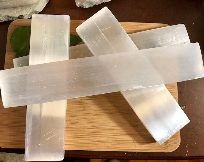 Gorgeous Selenite ruler plate stick wand log rough crysyal geode grid satin spar gypsum SME24