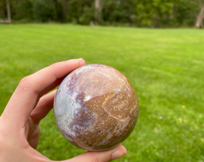 Ocean Jasper crystal sphere geode healing stone MOJS2 Flat 7 SME