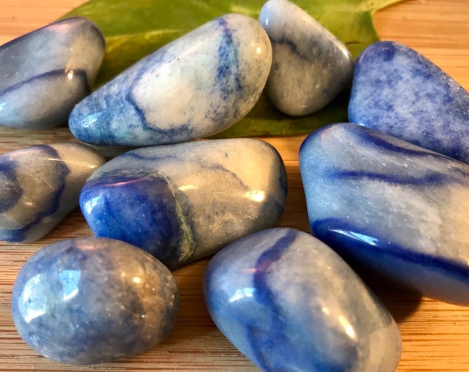 Tumbled Blue Aventurine Stones Set with Gift Bag and Note