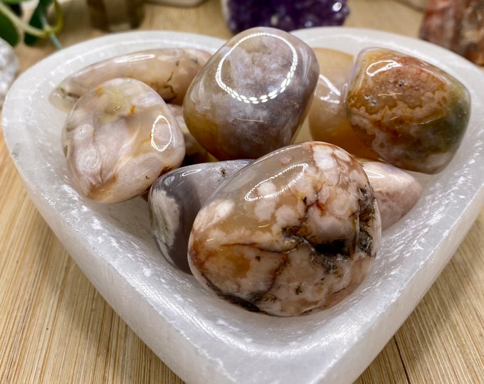 Premium Flower Agate tumbled stone