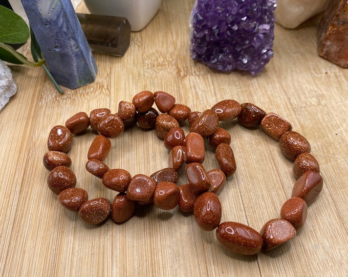 Goldstone nugget bead bracelet