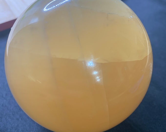 Beautiful Large Honey Calcite Sphere 85mm F23A-HCS1  SME24