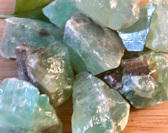 Natural Green Calcite raw Stones Set with Gift Bag