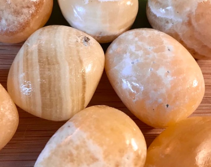 Tumbled Yellow Calcite Stone with Gift Bag and Note