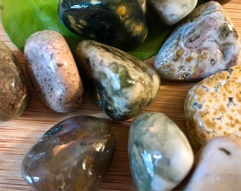 Tumbled Ocean Jasper Stones Set with Gift Bag and Note