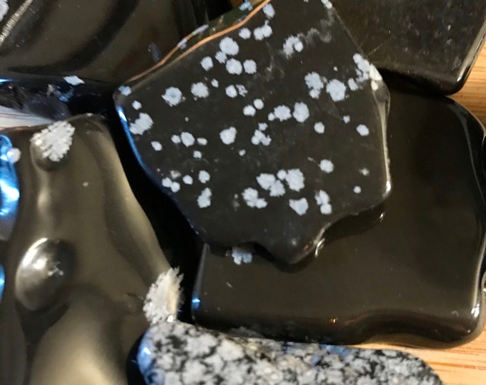 Snowflake Obsidian polished square rectangle smooth tumbled crystal Shelf 2