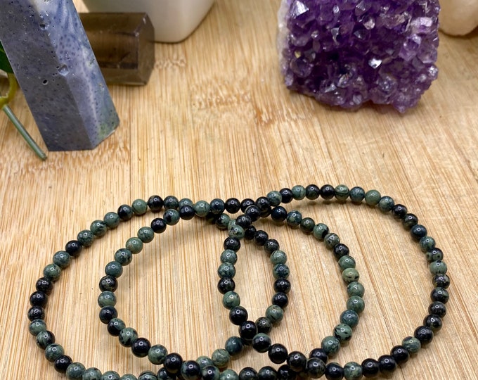 Kambaba Jasper or Cocodile Jasper bead bracelet 4mm SME24