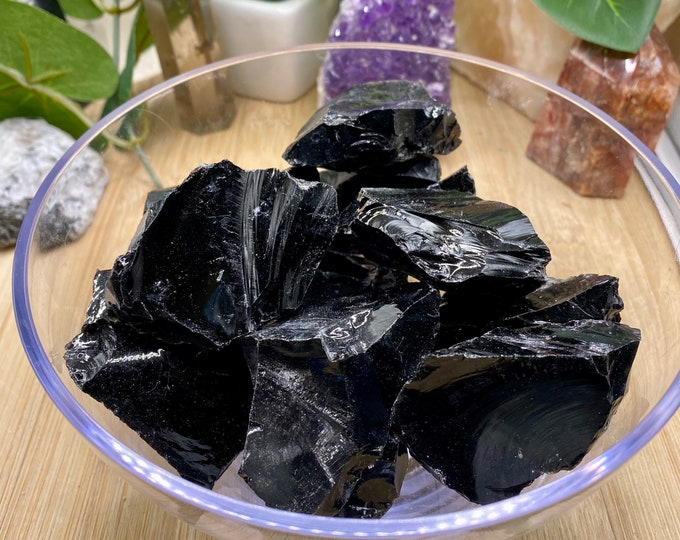 Premium Natural Obsidian rough Stones Gift Bag SME24