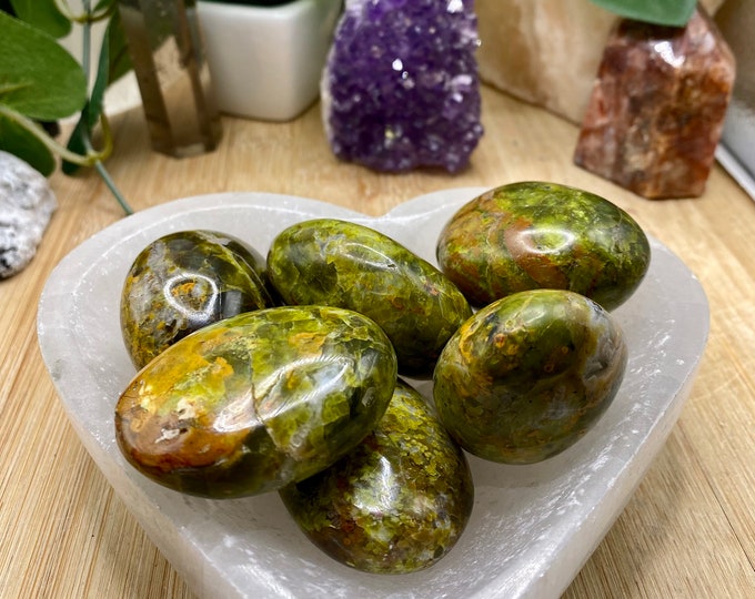 Green Opal pebble palm stones crystal