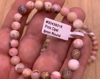 8 mm Pink Opal Bead Bracelet SME24 RB