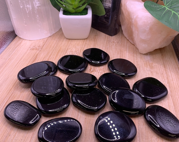 Obsidian smooth stone worry stone SME