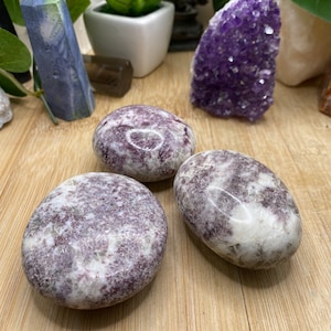 Lepidolite palm stone