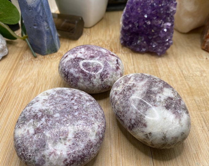 Lepidolite palm stone