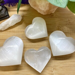 60 mm Smooth Selenite hearts. satin spar gypsum SME24