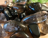Tumbled Smoky Quartz Stones Set with Gift Bag and Note