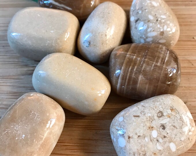 Tumbled Coffee Calcite Stone with Gift Bag and Note