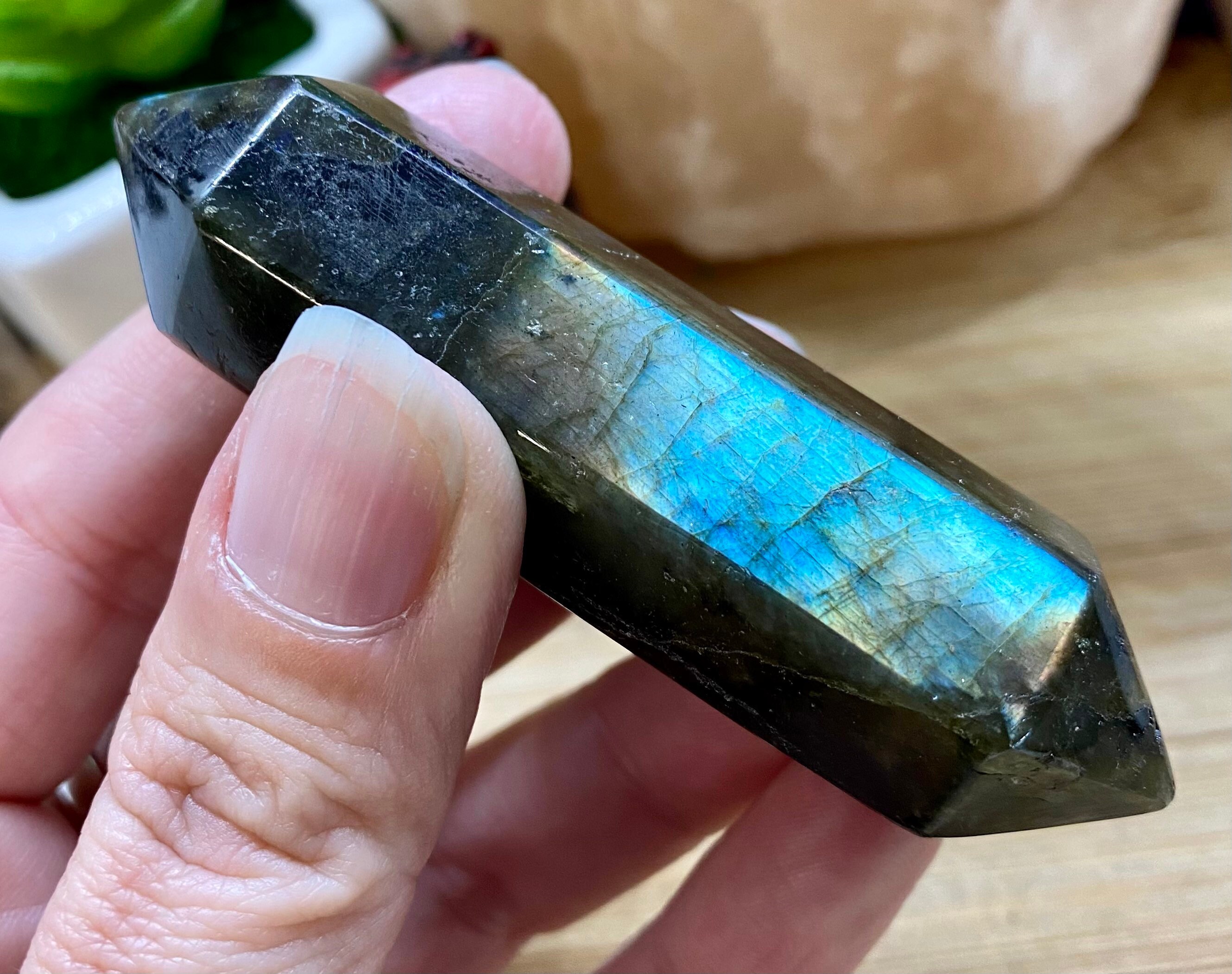 Double Terminated Labradorite point crystal wand LABW1