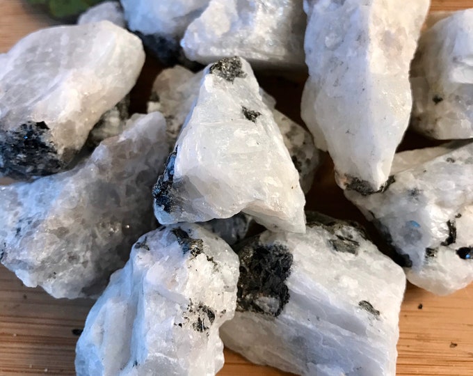 Natural Rainbow Moonstone raw Stone with Gift Bag and Note SME24