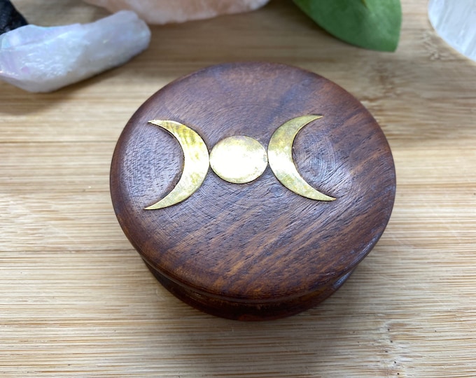 Triple Moon Herb Grinder wooden mortar pestle sheesham wood. 3 in
