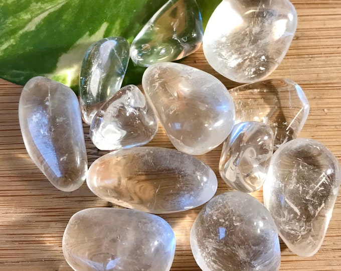 Tumbled Clear Quartz Stones Set with Gift Bag and Note