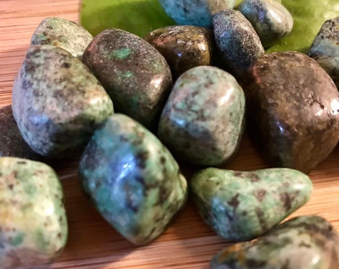 Tumbled African Turquoise Stones Set with Gift Bag and Note