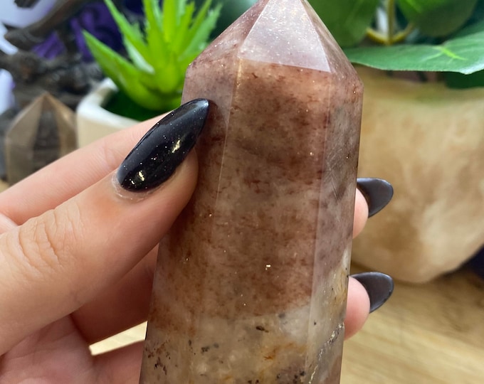 Strawberry Quartz point tower obelisk SQT3