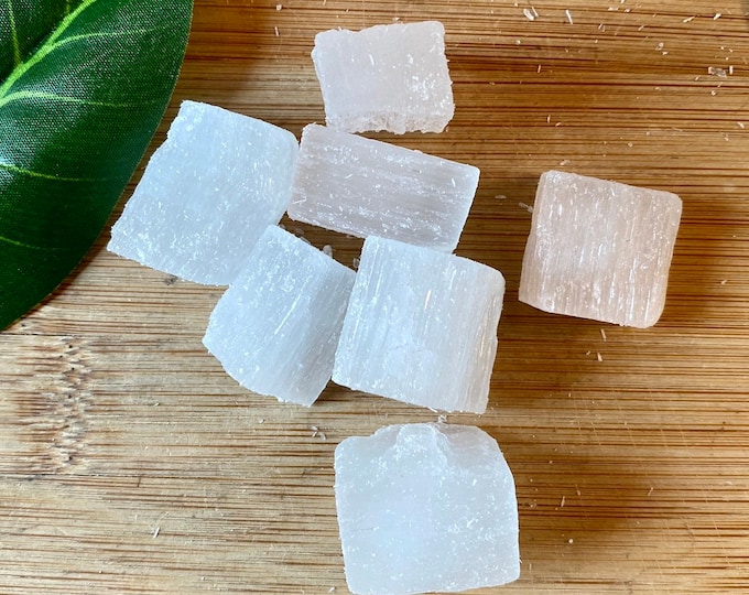 Natural Square Selenite Stones with Gift Bag
