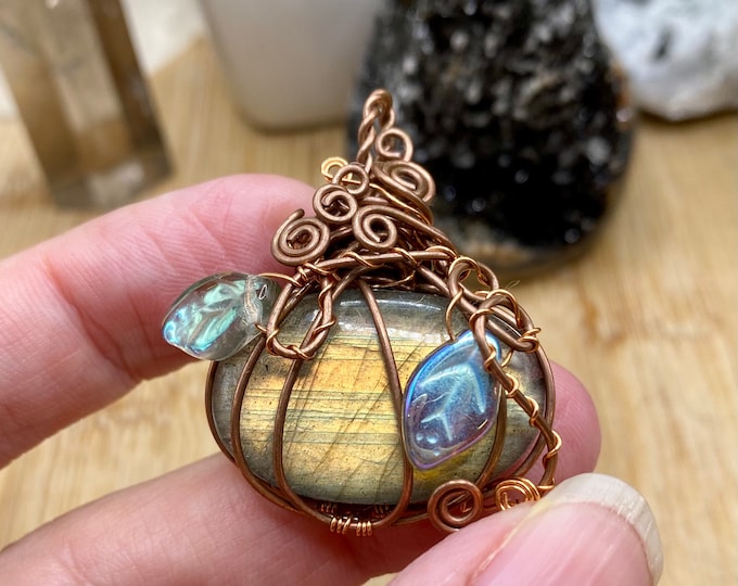 Labradorite Pumpkin Pendant PUMP2