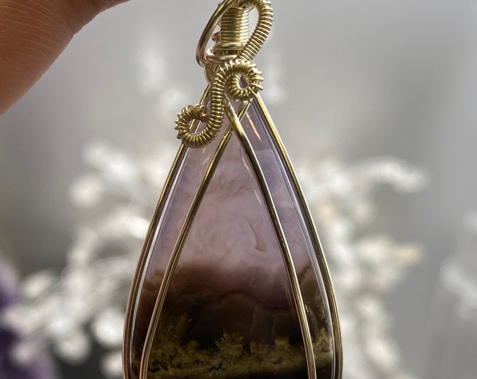 Plume Agate Silver Wire Wrapped Pendant PGSP01
