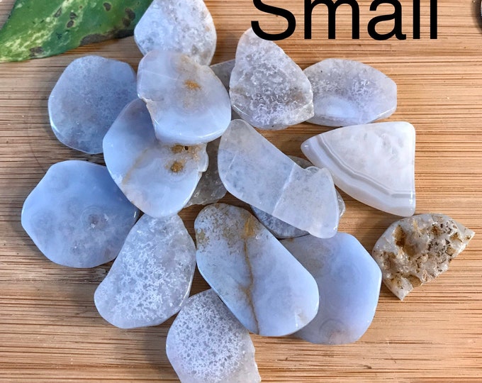 Polished Blue Lace Agate tumbled stone crystal