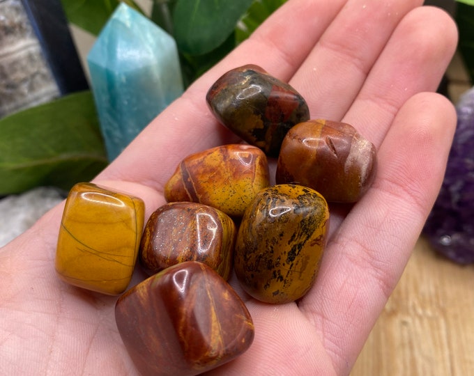 Tumbled Autumn Jasper Stones Set with Gift Bag and Note