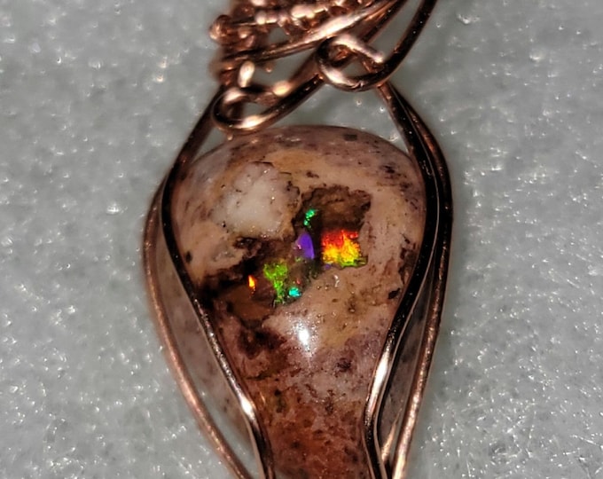 Mexican Fire Opal wire wrapped Pendant mfo214123