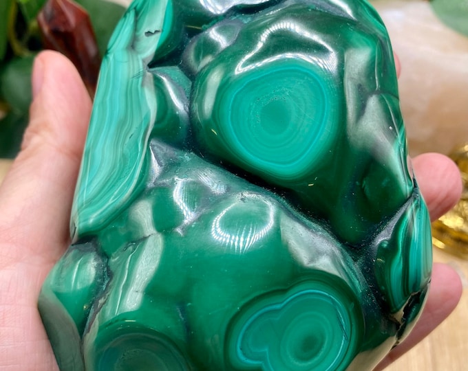 Polished malachite specimen geode crystal MAL10