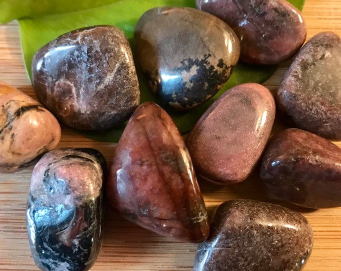 Tumbled Rhodonite Stone Gift Bag