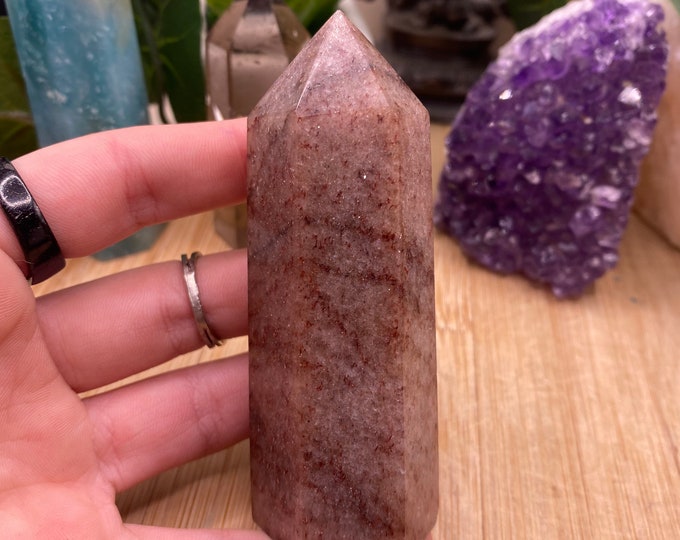 Strawberry Quartz point tower obelisk MSQT6 Flat 15