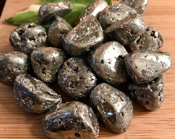 Tumbled Pyrite Fools Gold  polished  Stones Gift Bag and Note