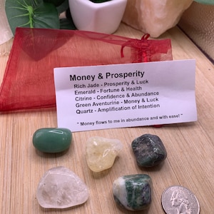 Money and Prosperity tumbled  stone set
